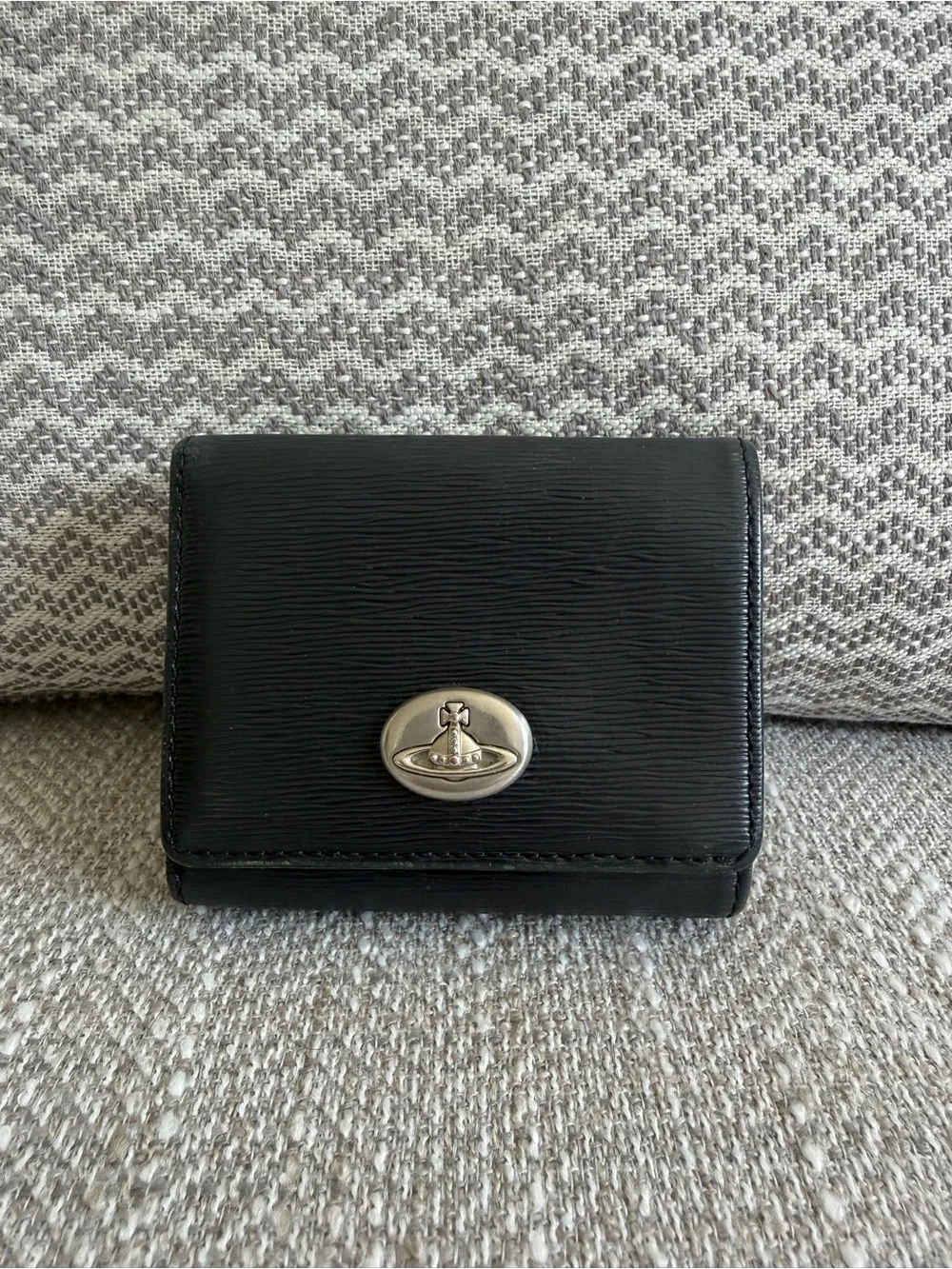 Vivienne Westwood Black Epi Leather Orb Compact Trifold Wallet